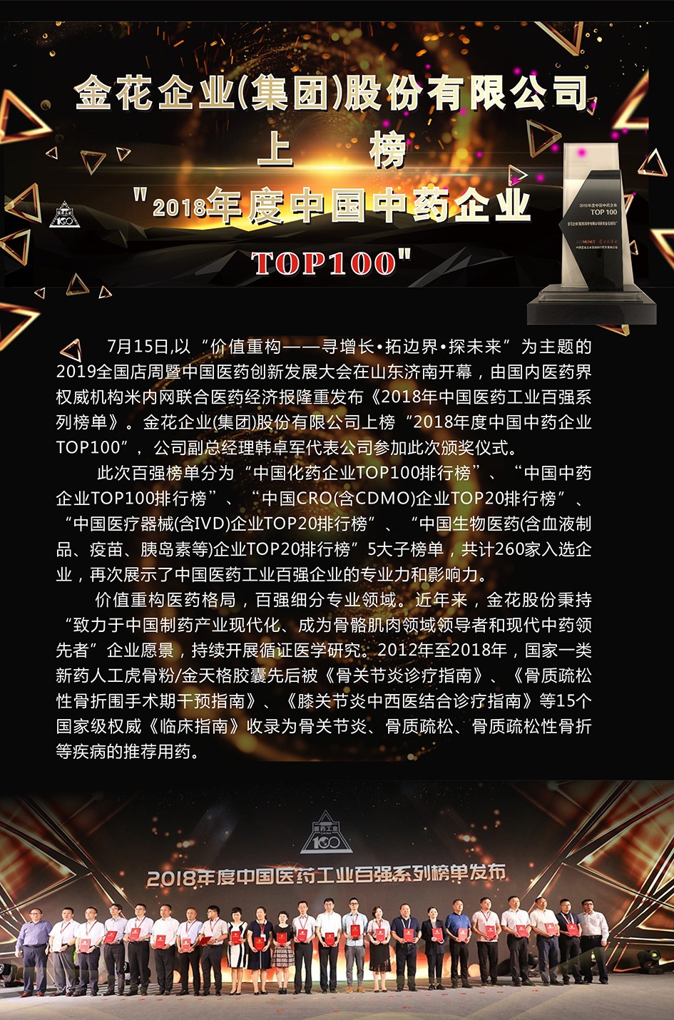 球速体育股份上榜“2018年度中国中药企业TOP100”